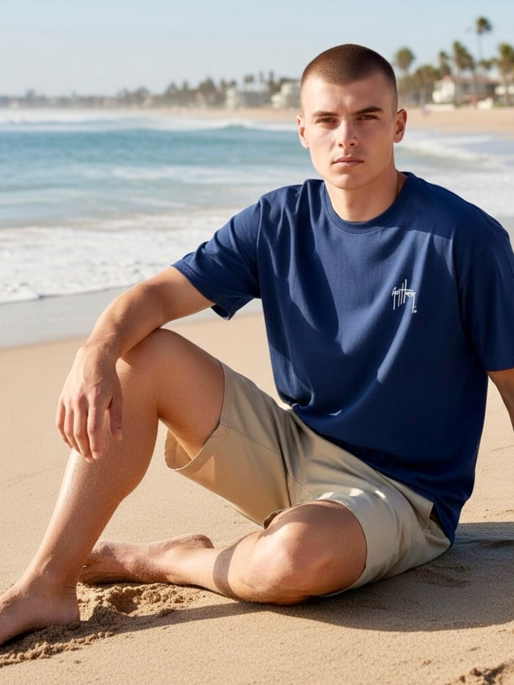 Guy Harvey Original T-Shirt Fish Double Sided Navy Blue